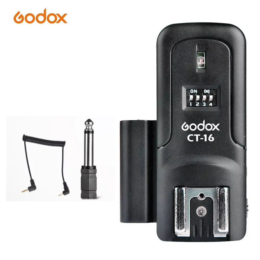 Godox CT-16 16 Channels Wireless Radio Flash Trigger Transmitter + Receiver Set for Canon Nikon Pentax Studio Speedlite Flash