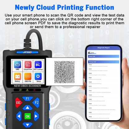 OBD2 Scanner Fault Code Reader JFIND JF700 Car Motorcycle OBDII Diagnostic Tools Voltage Charging Test for Yamaha Honda ELM327