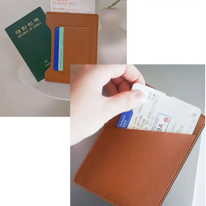 Multi-Slots RFID Blocking Passport Cover, Waterproof Travel Wallet Holder for Cards ID Certificates & Cash, PU Leather Purse