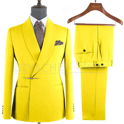 Elegant 2-Piece Men's Suit Slim Fit  Blazer And Pants Set for Wedding Groom Tuxedo Business Party