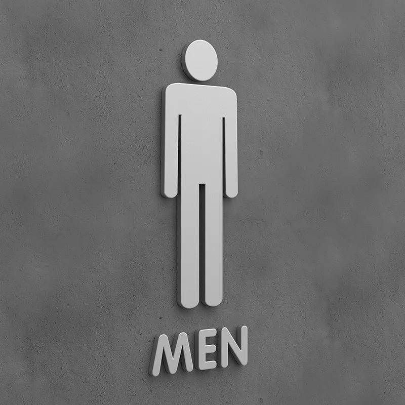 Matte Black Gold Toilet Sign Plate Acrylic 3D Wash Room Door Wall Label Sticker Wc BathRoom Signage Board Art Hotel Home Decor