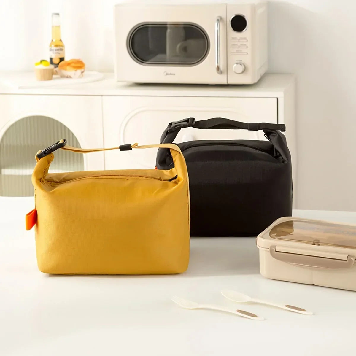 2026 Solid Color Storage Bag Japanese Large Capacity Lunch Bag Portable Thick Aluminum Foil Insulation Handheld Work Lunch Box