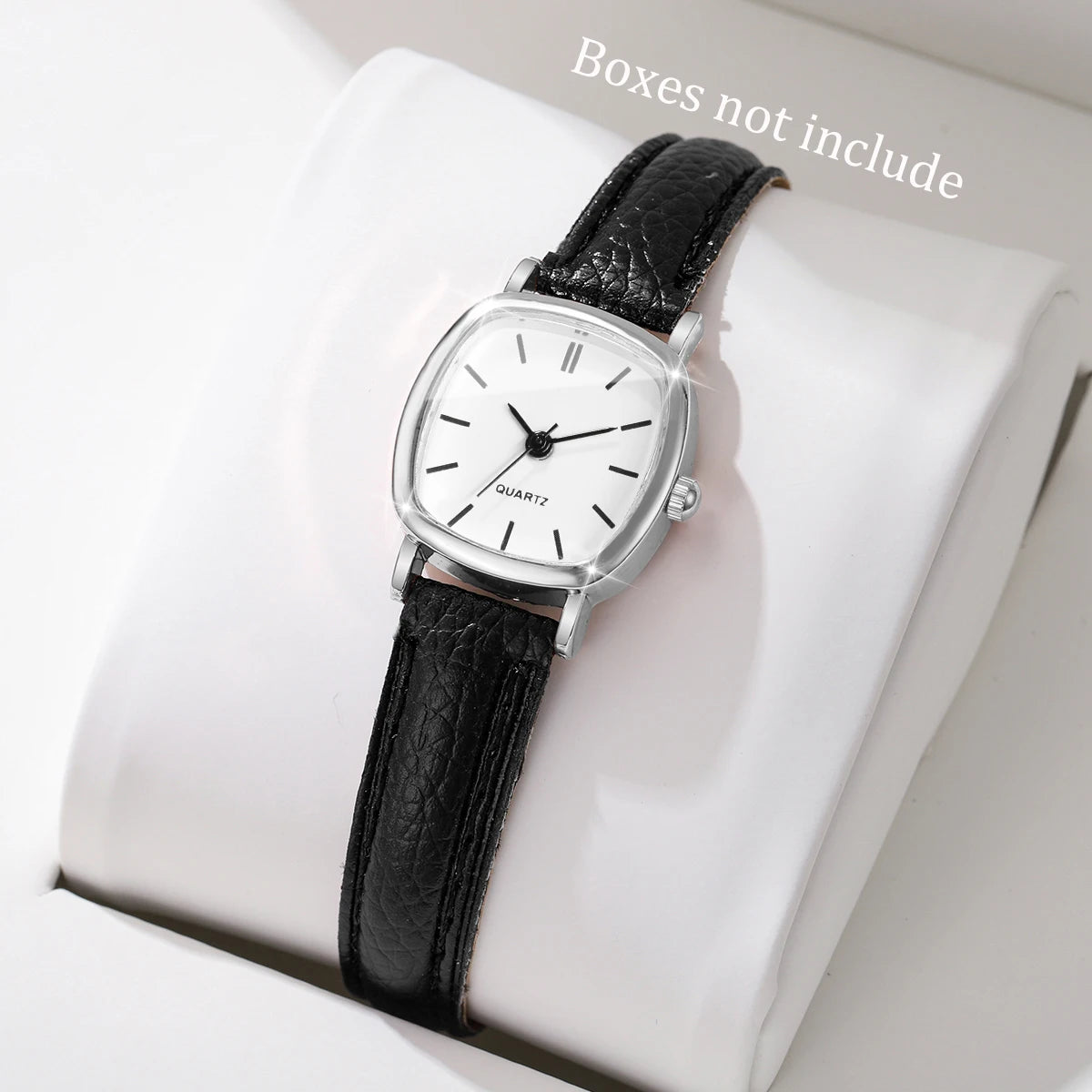 Fashion Minimalism Women Watches Small Square Dial Leather Strap Quartz Watch for Girls Clock（Without Box）
