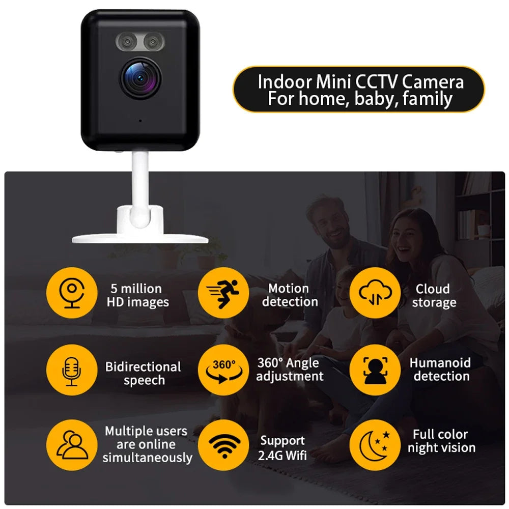 5MP Mini Cube Camera 2.4G Wifi Indoor Security IP Cam with Two Way Audio 2K Human Detection Smart Home Baby Monitor Tuya