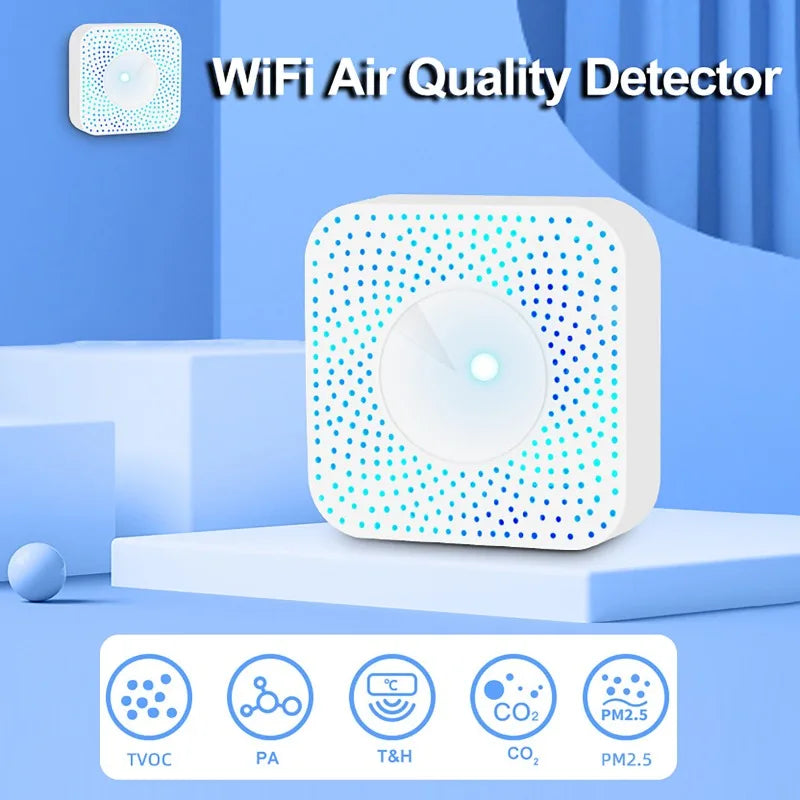 Tuya ZigBee/WiFi Air Quality Detector PM2.5 Formaldehyde VOC CO2 Temperature Humidity 6in1 Smart Air Box Sensor Via Alexa Google