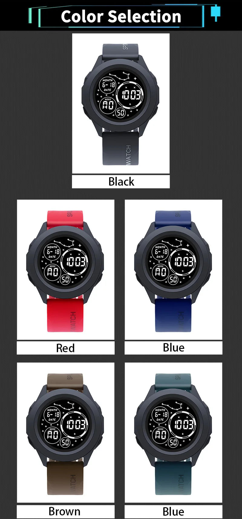 YIKAZE Men Sport LED Watches Top Brand Men Digital Clock Multi-Functional Rubber Man Fitnes Athlete Timekeeping Electronic Watch