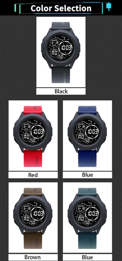YIKAZE Men Sport LED Watches Top Brand Men Digital Clock Multi-Functional Rubber Man Fitnes Athlete Timekeeping Electronic Watch