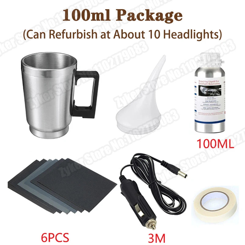 Car Headlight Chemical Polishing Kit Headlights Liquid Polymer Repair Fluid Scratch Remover Car Headlamp Liquid Restoration Kits