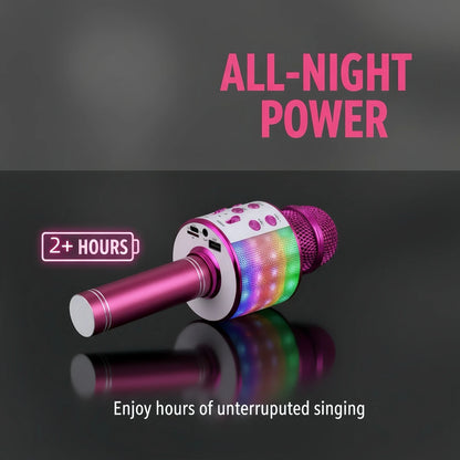 Fun Karaoke Microphone Speaker for Adults Kids, Wireless Bluetooth, Voice Changer, Echo Effect, LED Lights Microphone for Party