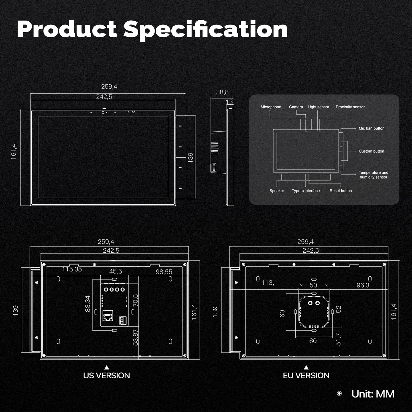 MOES Tuya Smart Home Control Panel Max 10.1inch Touch Screen with Bluetooth Zigbee Gateway Built-in Building Intercom Compatible