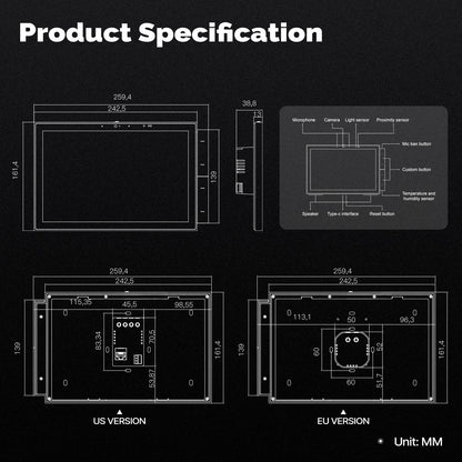 MOES Tuya Smart Home Control Panel Max 10.1inch Touch Screen with Bluetooth Zigbee Gateway Built-in Building Intercom Compatible