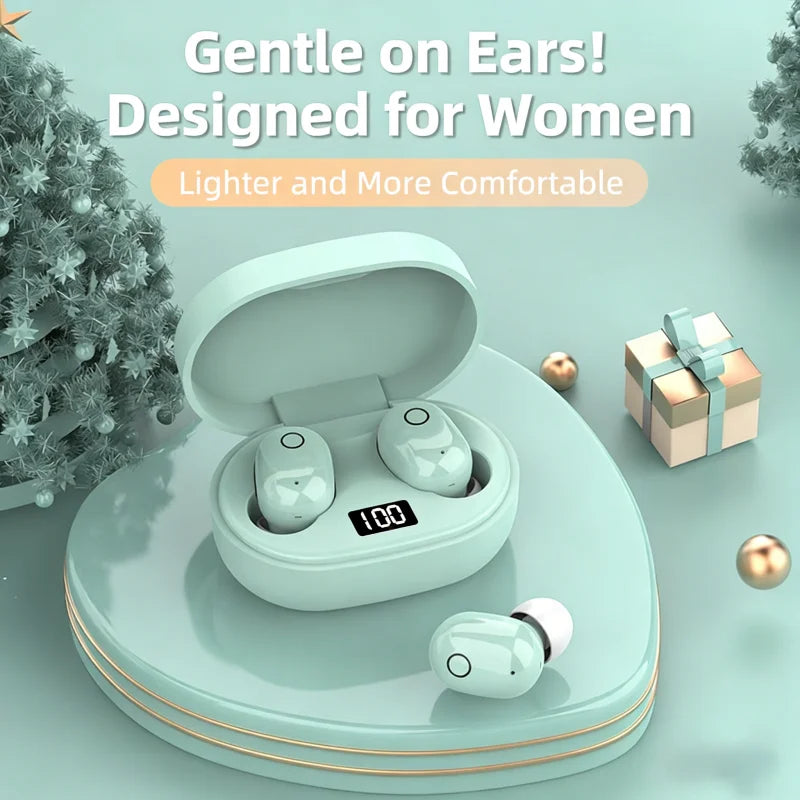 E6S Bluetooth 5.3 TWS Earbuds Noise Cancelling Wireless Headphones, HD Mic, Deep Bass, One-Step Pairing for Gaming & Calls