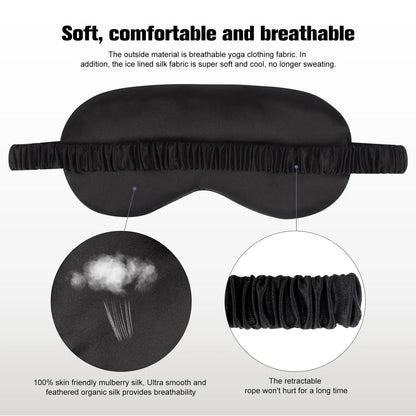 Silk Sleep Mask - 100% Blackout, Zero Eye Pressure, Blindfold with Breathable & Skin-Friendly, Super Soft Travel Sleep Eye Cover