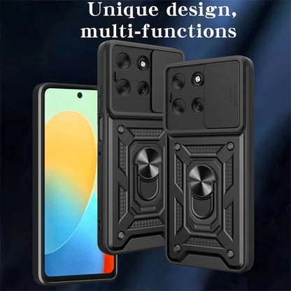 Armor Case For Motorola Moto G56 G86 5G G15 G35 G55 G75 G85 G04 G24 G54 G84 E14 E15 Lens Protect Cover Ring Stand Holder Fundas