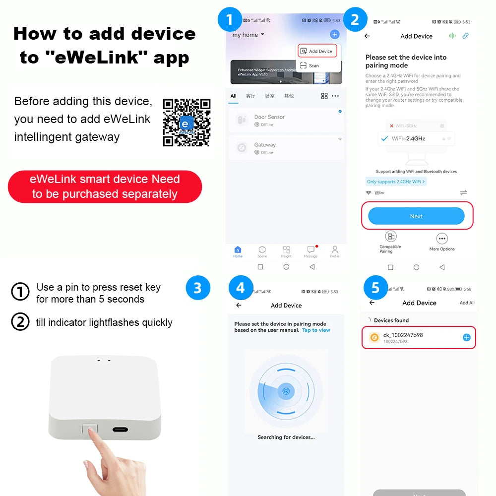 Zigbee 3.0 Gateway Hub Smart Home Wireless Bridge Ewelink APP Remote Control Automation Device Support Type C Charge