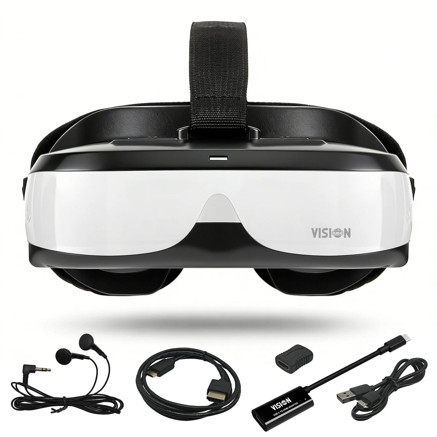Portable Head Mounted Display HDMI Type-C, 300 Inch Virtual Screen Private Cinema Compatible with Switch Steam Deck PS5 PC