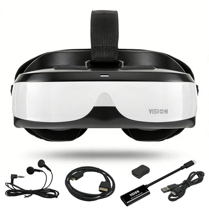 Portable Head Mounted Display HDMI Type-C, 300 Inch Virtual Screen Private Cinema Compatible with Switch Steam Deck PS5 PC
