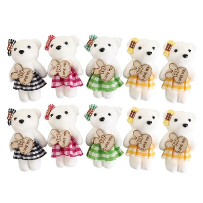 10pcs/bag Foam Bear Bear Plush Foam Toys Plush Animal Cartoon Mini Bear Flower Bouquet 10cm Plush Doll Cartoon Bouquet Doll