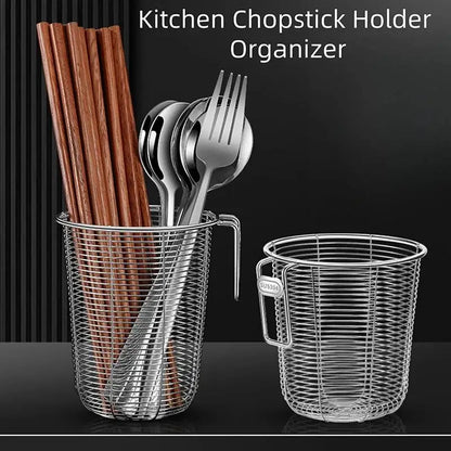 Kitchen Organizer 304 Stainless Steel Chopstick Holder Wall Hanging Drainer Modern Tableware Storage