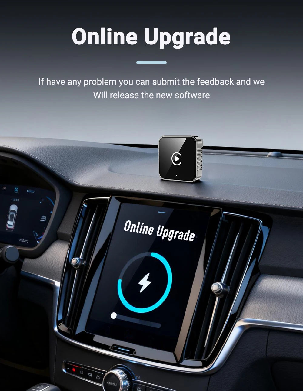 Bezprzewodowy CarPlay Android 2026 Nowy Inteligentny Adapter Samochodowy Bezproblemowy Plug&Play Stabilne połączenie BT WiFi Aktualizacja OTA Pasuje do 99% Pojazdów