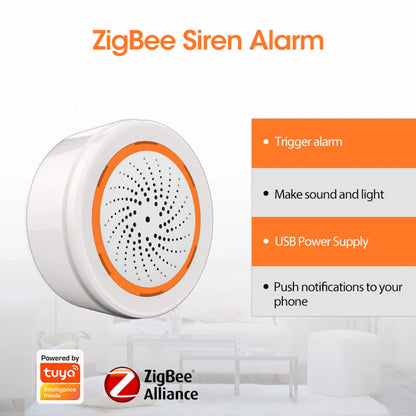 Tuya Zigbee Sound Light Sensor Smart Alarm Siren App Remote Control Home Security Protection System USB Sound Light Sensor