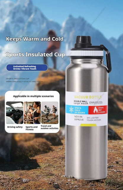 600/800/1000ML Sport Vacuum Flask Stainless Steel Thermal Water Bottle Car Insulated Cup Keeps Cold and Heat Travel Thermal Mug