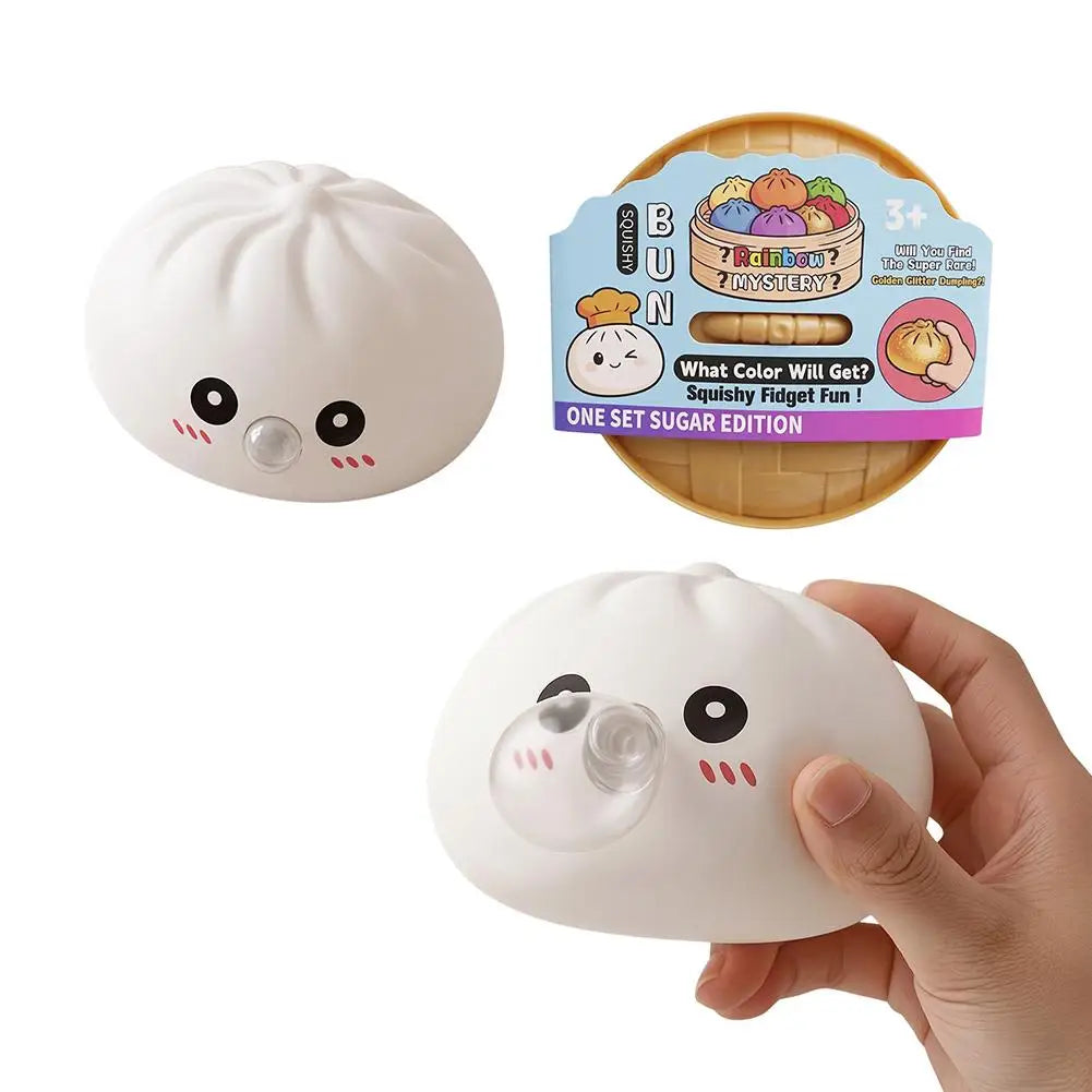 Rainbow Dumpling Squishes Stress Ball Reusable Low Rebound Decompression Toy Soft Dough Ball for Adults & Kids
