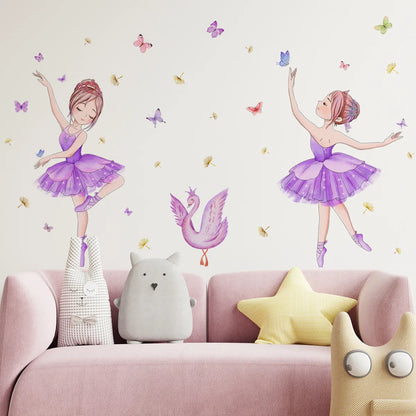 Ballet Girl Vinyl Child Wall Stickers For Baby Kids Room Decoration Adhesive Wallpaper Bedroom Accessories Room Decor Wall Art