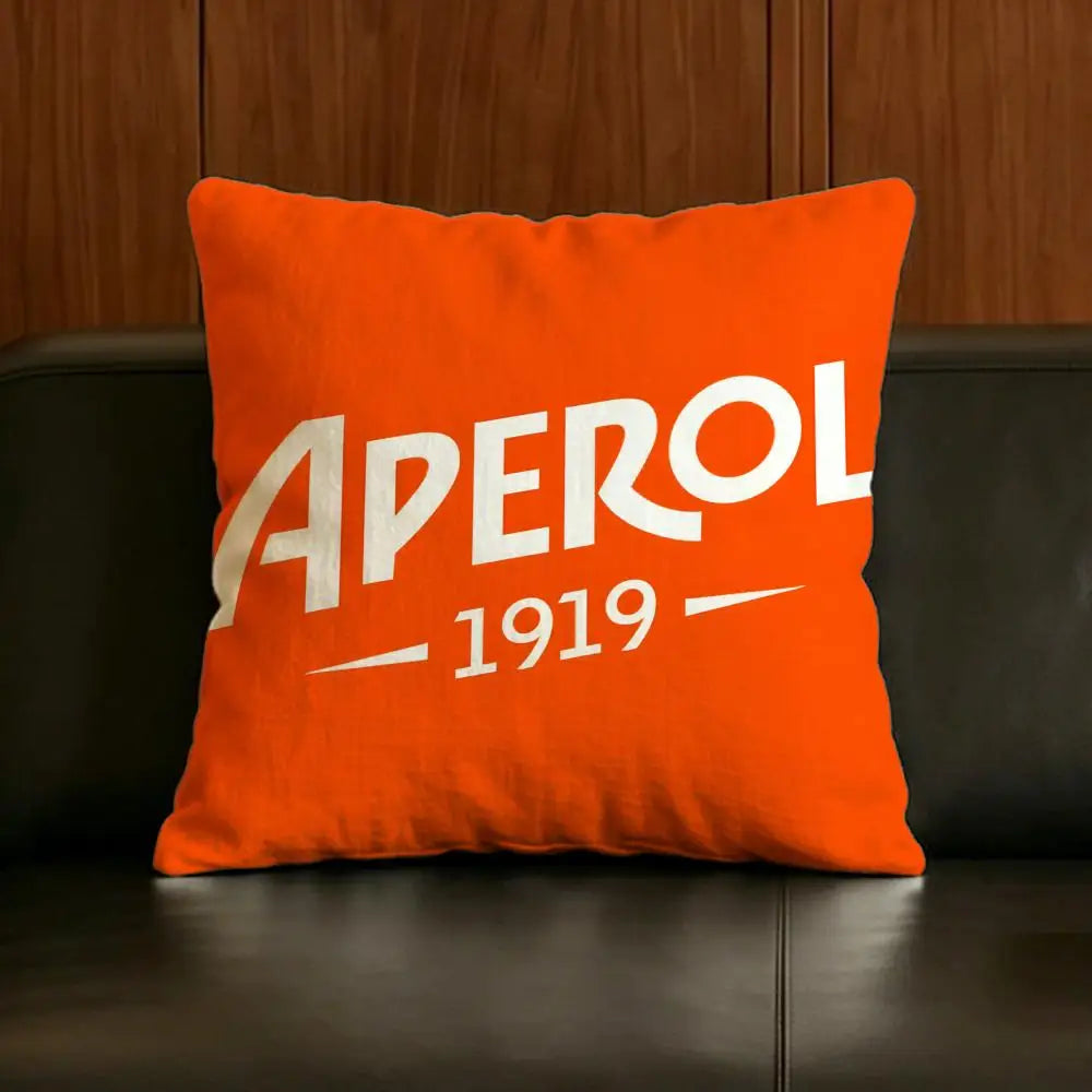 Brand A-Aperol L-Logo S-Spritz Cushion Cover Natural Linen Pillowcase Set, All-in-One Decor for Sofa, Bedroom & Chair
