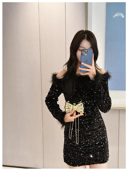 Luxury Designer Mini Bowknot Evening Bag for Women Girls Crossbody Handbag Chain Shoulder Bags Metal Purse for Party Wedding