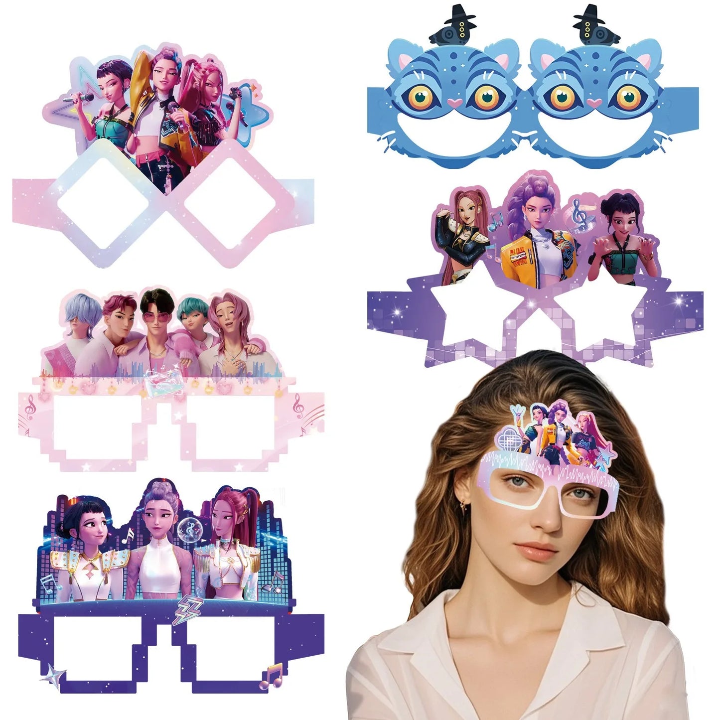 K Pop Birthday Party Decoration Tableware Set - Napkin Tablecloth Banner Paper Plates Slap Bracelets Stamps Baby Shower Supplies