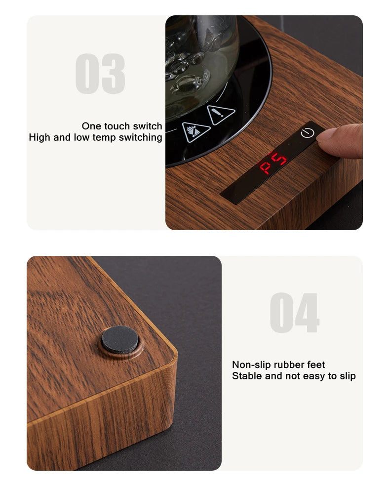 100°C Cup Heater Mug Warmer Hot Tea Makers Automatic Warmer Coaster 5 Gear Temperature Cup Heaters Coffee Milk Tea Heating Pad
