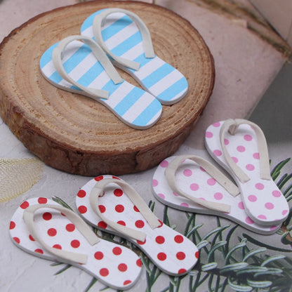 Dollhouse Miniauture Wooden SpringSummer Flip Flops Mini Shoes Casual Garden Figurines Wedding Beach Pool Party Hawaiian Sandal
