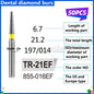 50Pcs Dental Dentist Diamond Burs Drill FG 1.6mm Bur for High Speed Handpiece FG Dental Bur Stomatology Dentistry Grinding Tools