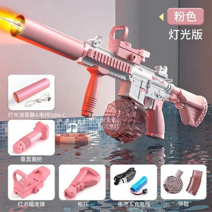 Water Gun Electric M416 Pistol Shooting Lighting Toy Gun Full Automatic Summer Pool Beach Toy For Kids Children Boys Girls Adult