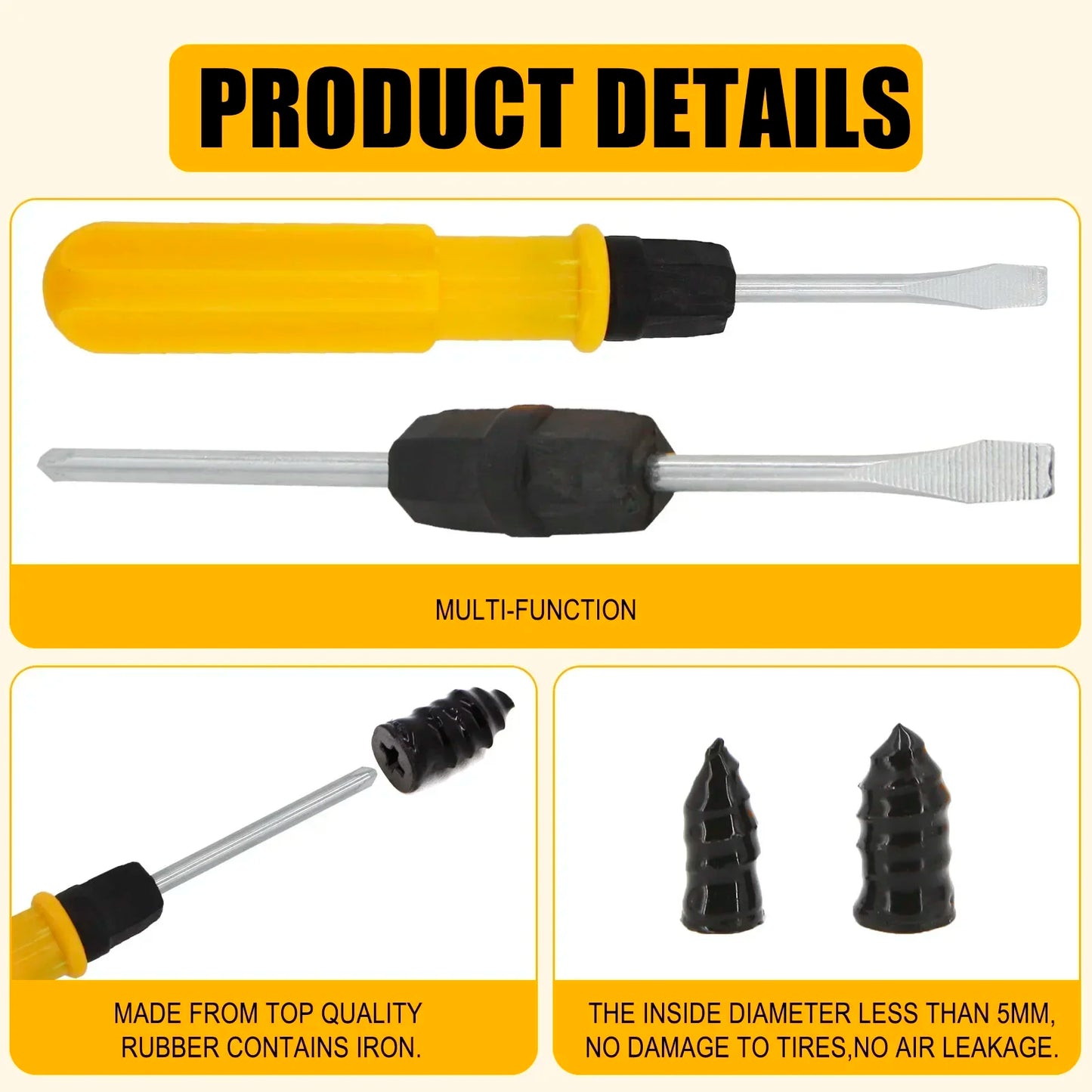 Car Tire Repair Kit with Drill Bit and Storage Bag. Motorcycle and Truck Tire Repair Tools. Quick Tire Repair Amagi