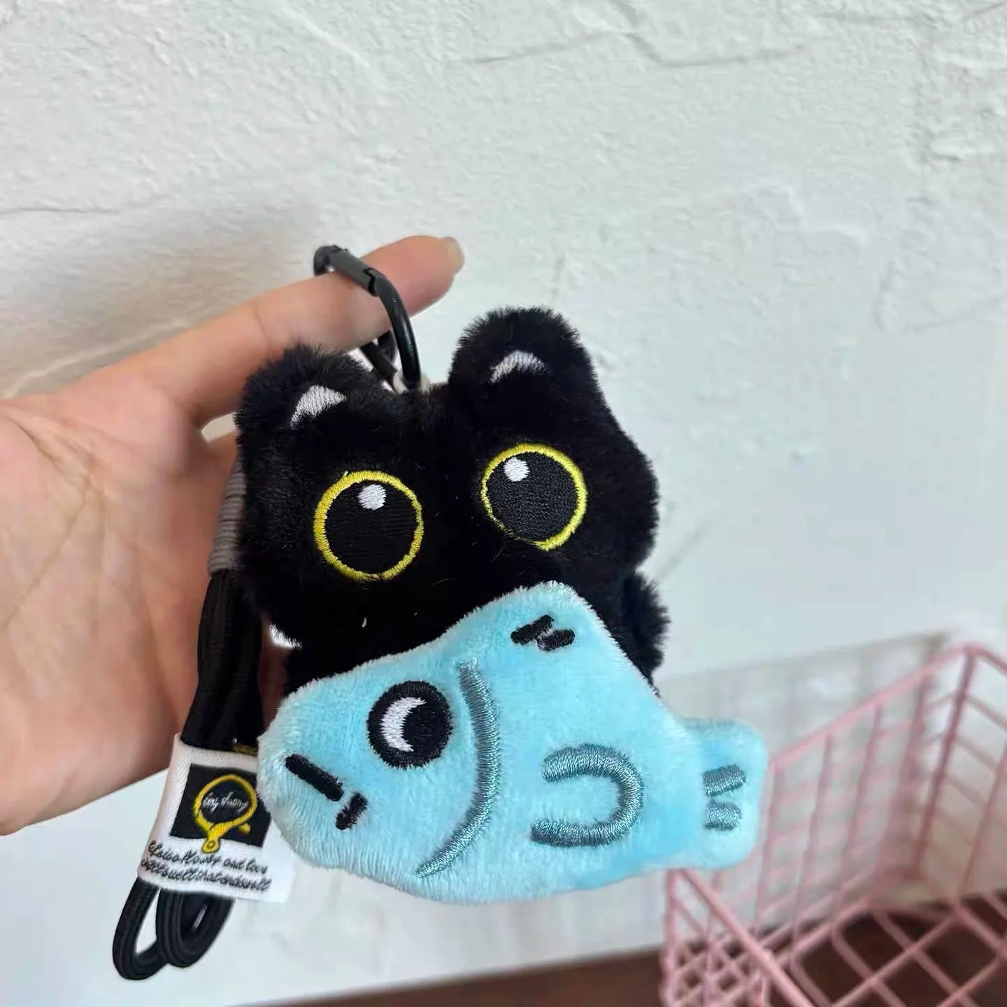 6/1 szt. Urocza pluszowa lalka czarny kot brelok do kluczy zawieszka do torebki Charms Kawaii akcesoria do breloczków dla kobiet par prezent