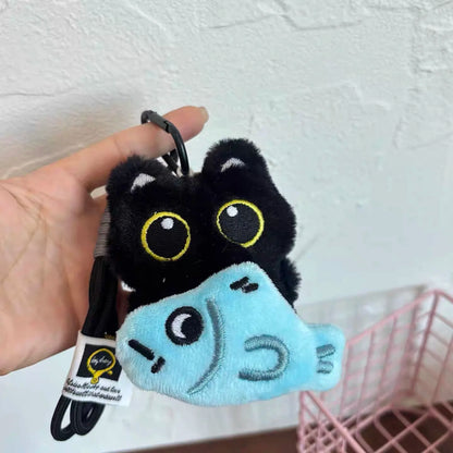 6/1 szt. Urocza pluszowa lalka czarny kot brelok do kluczy zawieszka do torebki Charms Kawaii akcesoria do breloczków dla kobiet par prezent