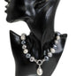 Luxury style Cultured 12-15m White Potato Freshwater Pearl Necklace Cz Pave Shell Pearl Pendant Weddding