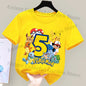 Anime Pokemons Number Printed T-shirts for Boys Girls Pikachu Cartoon Cute Short-sleeved Top Children Summer Fashion T-shirt