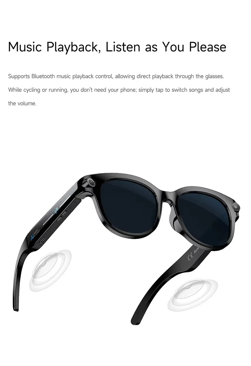Lenovo AI Smart Sunglasses 8K HD 1600W Dual Camera Real Time Translation Bluetooth Calling Audio Video Music Playback Glasses