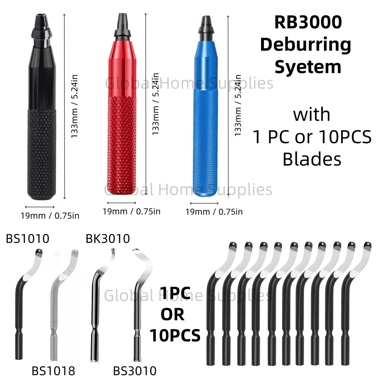 Deburring Tool RB3000 with 1 or 11 High Speed Steel Swivel Blades BS1010 BS1018 BK3010 BS3010 360 Degree Rotary Head Burr Remove