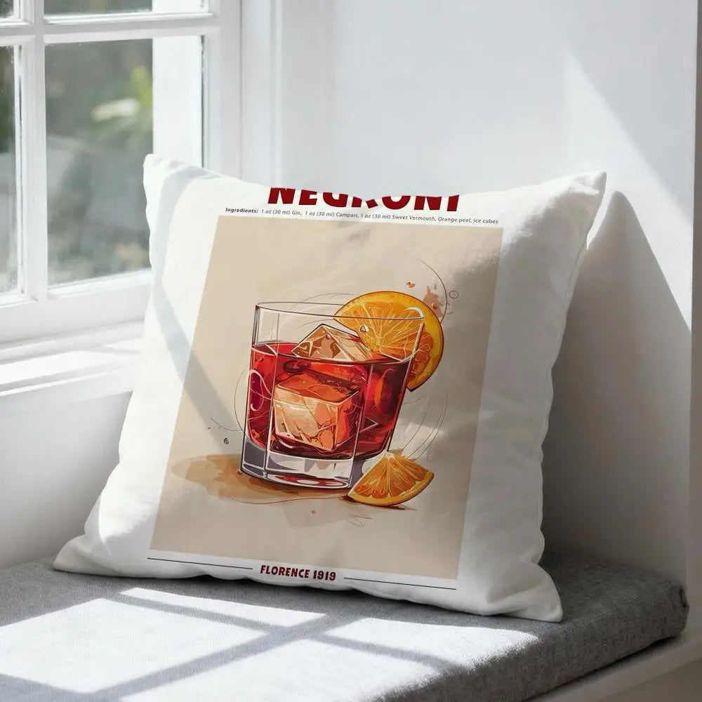 Negroni Cocktail Cushion Cover Soft Reversible & Durable Pillow Cover – Multi-Scene Use for Home & Car Daily Comfort