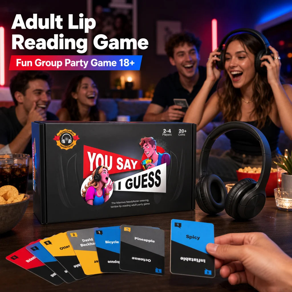 Adult Lip Reading Game with Headphones, Fun Group Party Game, 18+, English Version, Interactive Friends Gathering Entertainment.