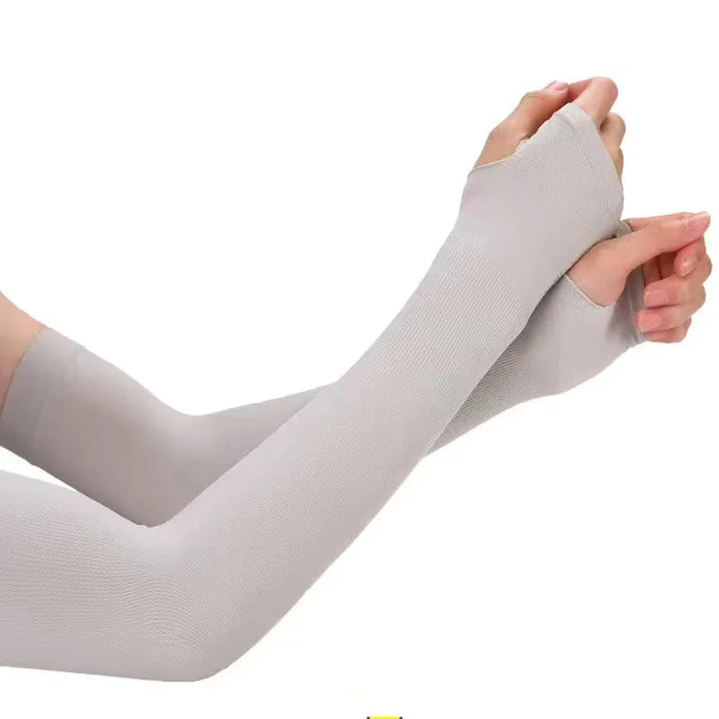 UV  Ice Silk Hand Protector Cover Long Gloves Sunscreen Half Finger Sleeves For Sunbathing Hiking Summer