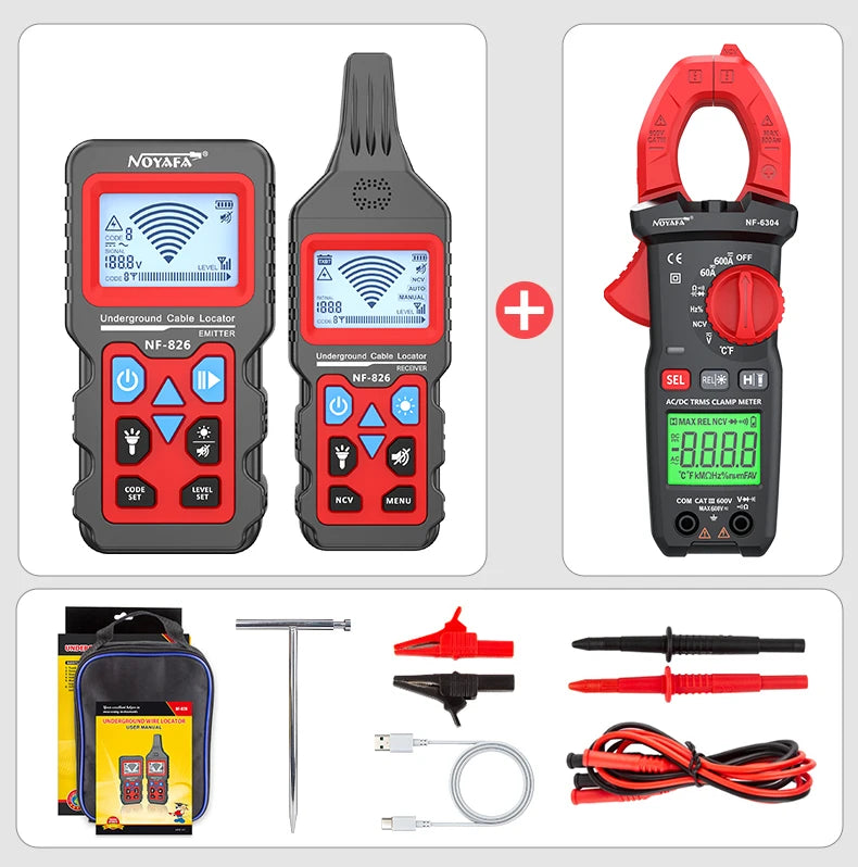 NOYAFA NF-826 Underground Cable Tester Locator Wire Tracker Detection Wall Electrical Lines Water and Gas Supply Pipeline Path