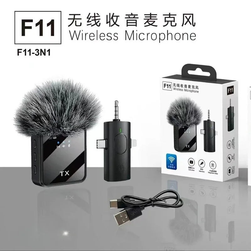 Hot selling new F11 3-in-1 F15 2-in-1 lavalier microphone 1-to-2 wireless lavalier microphone integrated microphone