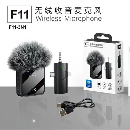 Hot selling new F11 3-in-1 F15 2-in-1 lavalier microphone 1-to-2 wireless lavalier microphone integrated microphone