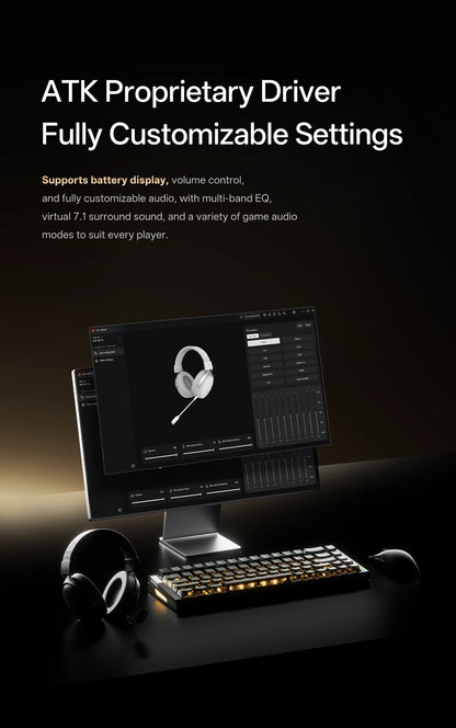 ATK N9 Ultra eSports Gaming Wireless Headset with Mic for PS5 PS4 PC Microphone Virtual 7.1 Surround Noise Reduction Headset