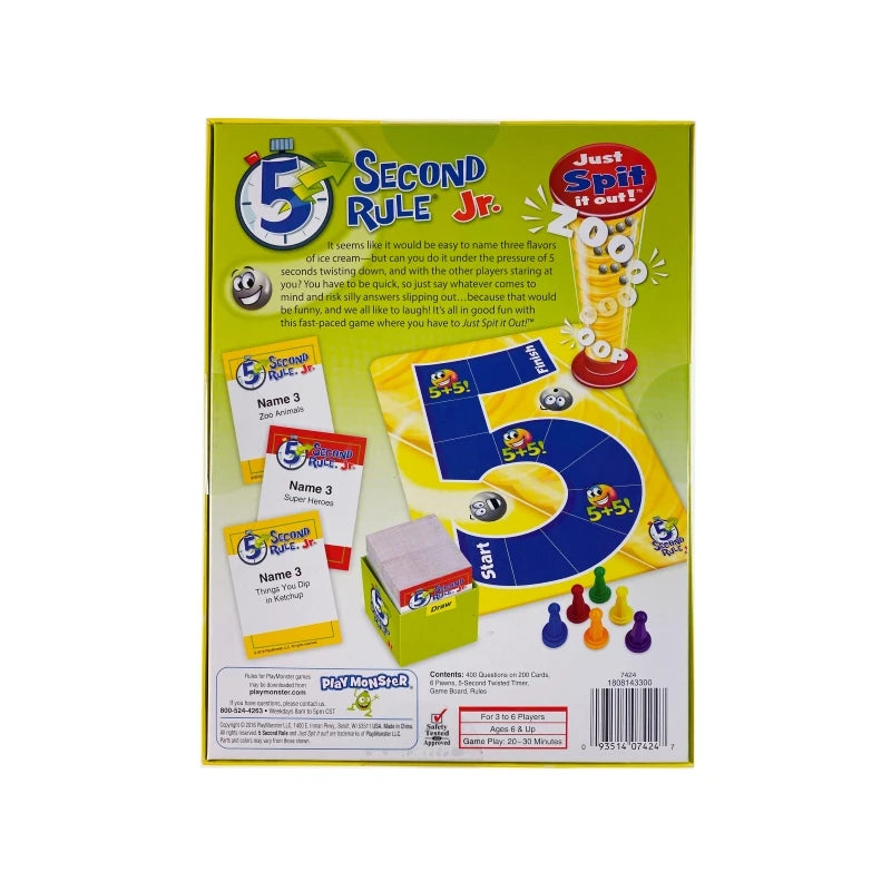 5 Second Rule Jr. Five Second Rule Children's Edition Fast-paced puzzle board game Family interactive party game